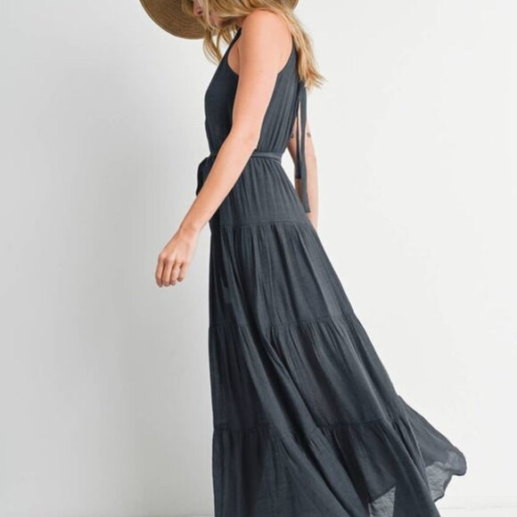 Tiered Halter Tie-Waist Maxi Dress - Picture 3 of 5